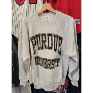 vtg 80s PURDUE UNIVERSITY COLLEGE Sweatshirt Large // distress sport boilermaker